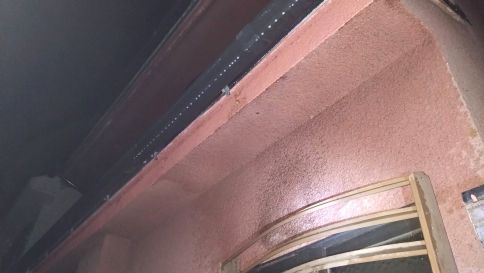 大阪府茨木市で１階の軒下に営巣したコガタスズメバチの蜂の巣駆除